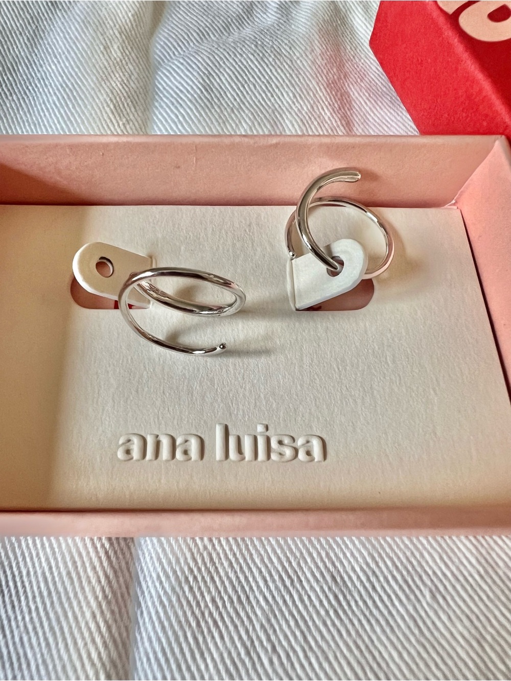 Ana Luisa Harley Double Hoop Earrings Sterling Silver New in Box - Picture 4 of 5
